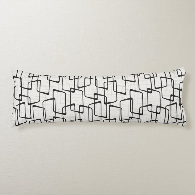 Omvänd mjuk svart retro Geometric Mönster Kroppskudde (Framsidan)