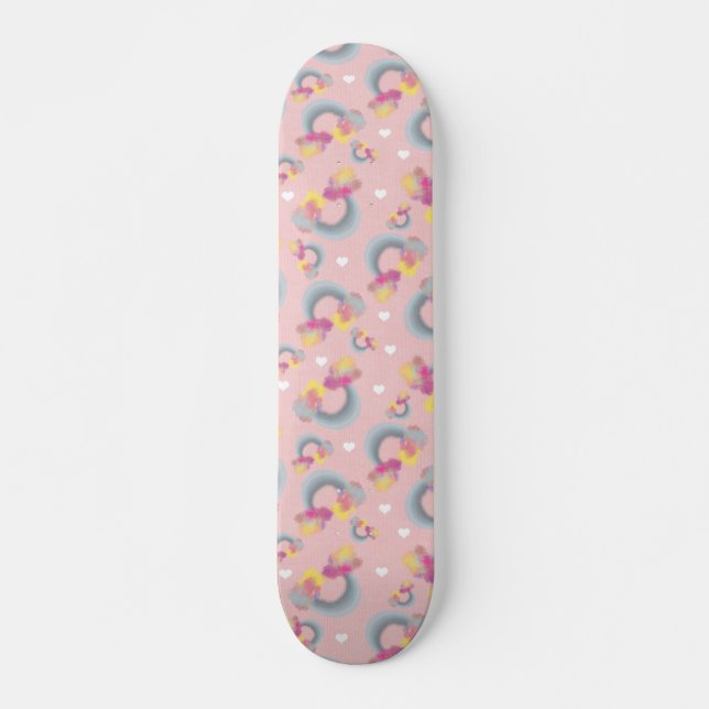 Omvänd regnbåge- rosa mini skateboard bräda 18,5 cm (Framsida)
