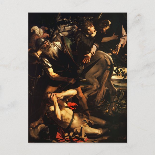 Omvändelsen av Paulus av Caravaggio vykort (Framsida)