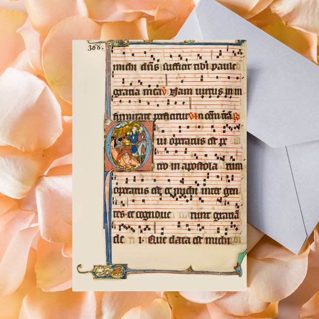 Omvändelsen av Paulus Medeltida Manuskript Vykort (Conversion of saint Paul Medieval Manuscript Catholic Christian Postcard)