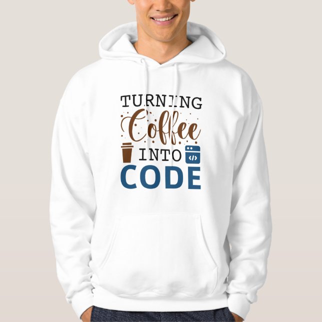 Omvandla kaffe till kod hoodie (Framsida)