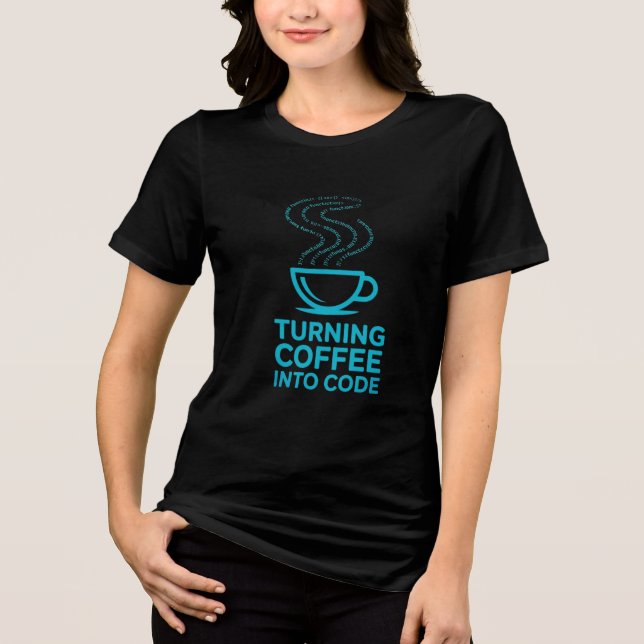 Omvandla kaffe till kodprogrammeraren Humor Design T Shirt (Framsida)