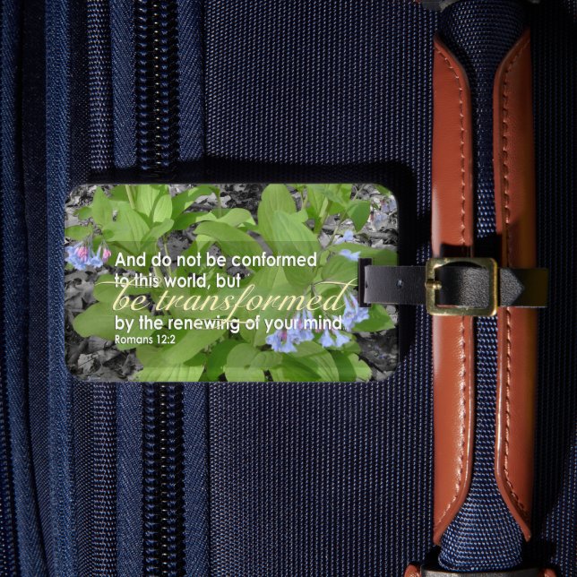 Omvandlade romer 12:2 Christian Bible Blommigt Bagagebricka (Framsida Insitu 4)