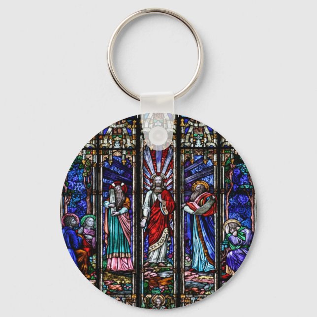 Omvandling av Jesus Kristus fastnade glaskonst Nyckelring (Framsida)