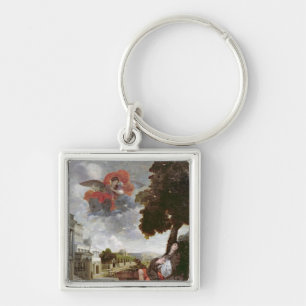 Omvandlingen av St Augustine, c.1663 Fyrkantig Silverfärgad Nyckelring