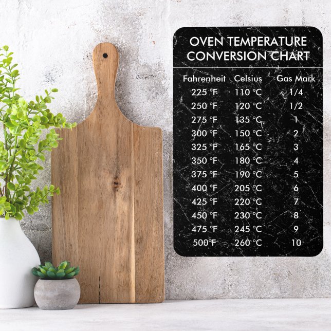 Omvandlingsdiagram Temperatur Celsius Fahrenheit Magnet (Conversion Chart Temperature Celsius Fahrenheit Magnet
 black marble)