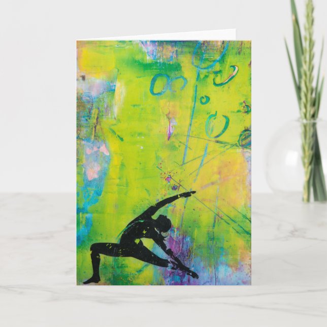 Omvänt kort för hälsning för krigareYogaflicka (Framsida)