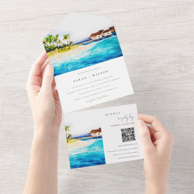 Omwater Villa Sjölandskap Beach Wedding QR-kod (Tearaway)