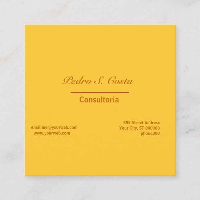 On A Bold Side. Plain Cautionary  Yellow Vibrant Fyrkantigt Visitkort (Framsida)