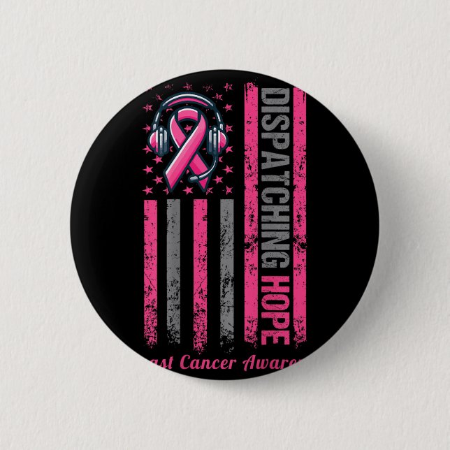 ON BACK Dispatcher Bröstcancer Medvetenhet Rosa Knapp (Framsida)