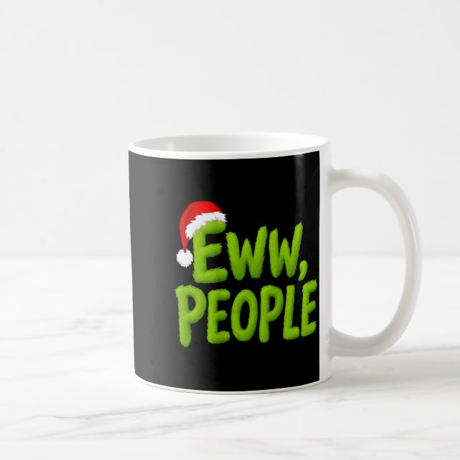 On Back Eww People Santa Hat Green Funny Christmas Kaffemugg (Höger)