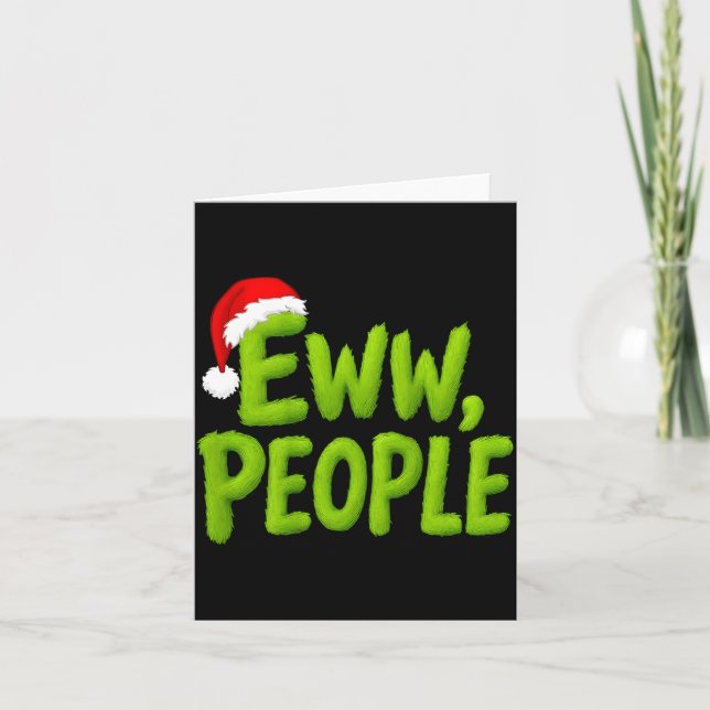 On Back Eww People Santa Hat Green Funny Christmas Kort (Framsida)