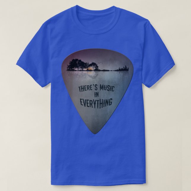 ON BACK Guitar Pick Distressed Lake Reflections Gu T Shirt (Design framsida)
