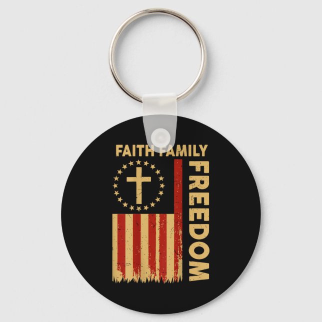 On-back Patriotic Christian Faith Family Dom God C Nyckelring (Framsida)