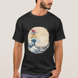 On Back Surfing Gnome Riding Great Wave Off Kanaga T Shirt