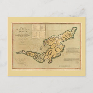 Ön Bequia Karta (1794) Vykort
