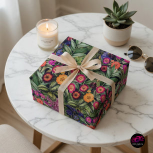 Ön Blommig Rosa Äng Presentpapper