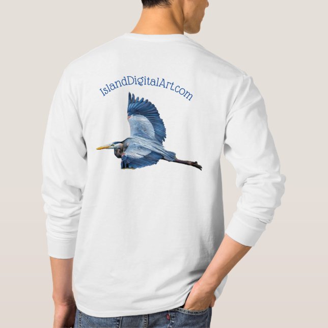 Ön Blue Heron i Flight T Shirt (Baksida)
