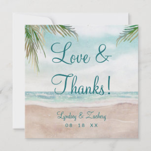 Ön Breeze Beach Wedding Kärlek och tack Square Kort