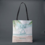 Ön Breeze Pawarated Beach Scene Sister Tygkasse<br><div class="desc">Ön Breeze Paweed Beach Scene,  med Ocean Vågar,  Sandy Beach och Handflatan Träd,  med ett vackert teal blå himmel. Med Typsnitt för modern typografi. En tropisk sommarströ,  eller en målbröllopsdesign - Personlig Sister Tote bags! ~ Kolla min butik för att se hela bröllop-svit för den här designen!</div>