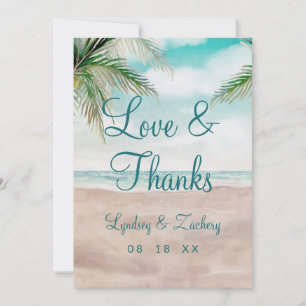 Ön Breeze Sandy Beach Wedding Kärlek och tack Kort
