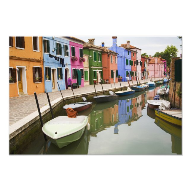 Ön Burano, Burano, Italien. Färgglad 4 Fototryck (Framsidan)