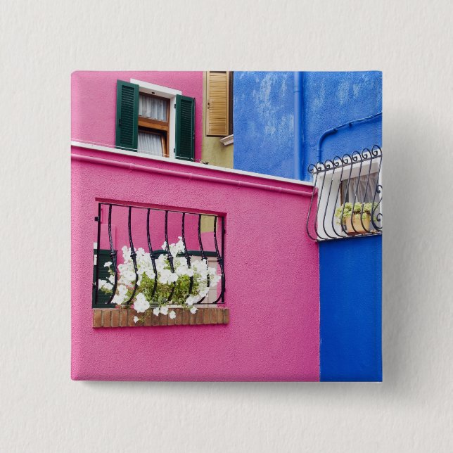 Ön Burano, Burano, Italien. Färgglada Burano Knapp (Framsida)