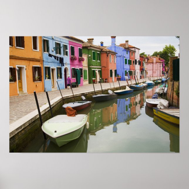 Ön Burano, Burano, Italien. Färgrik 4 Poster (Framsidan)