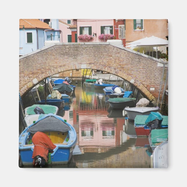 Ön Burano, Burano, Italien. Färgrik Magnet (Framsidan)