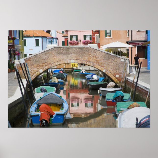 Ön Burano, Burano, Italien. Färgrik Poster (Framsidan)