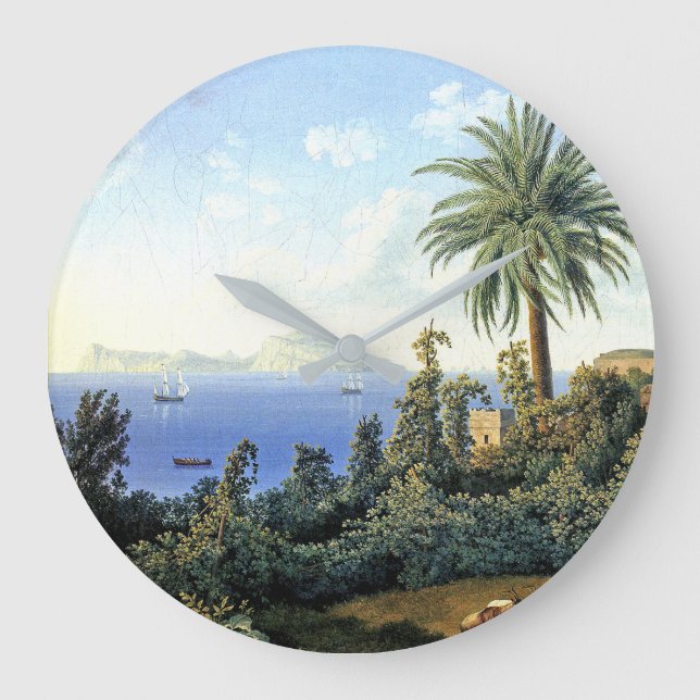 Ön Capri Italien Ocean Mediterranean Wall Clock Stor Klocka (Framsida)