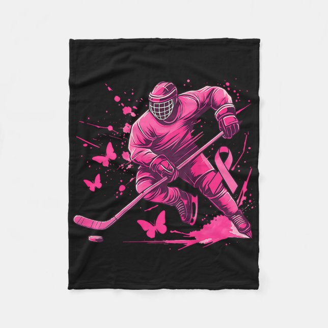 (on Ck) Ice Hockey Breast Cancer Awareness Player  Fleecefilt (Framsidan)