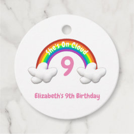 On Cloud 9! Rainbow Birthday Gåvor Etiketter