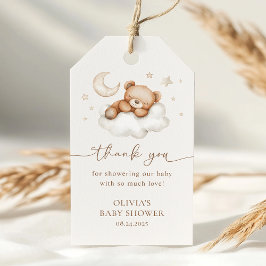On Cloud Nine Neutral Teddy Bear Baby Shower Förmå Presentetikett