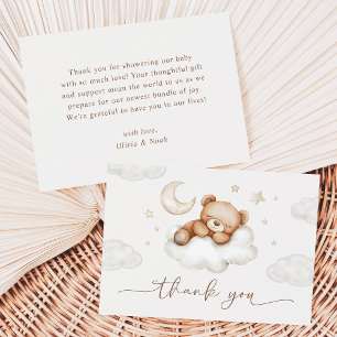 On Cloud Nine Neutral Teddy Bear Baby Shower Tack Kort