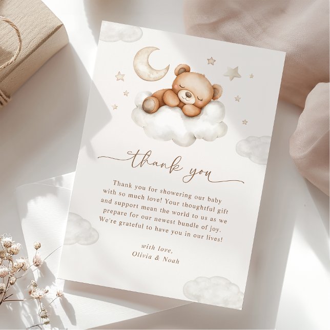 On Cloud Nine Neutral Teddy Bear Baby Shower Tack Kort (Skapare uppladdad)