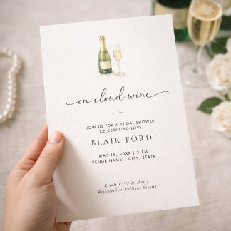 On Cloud Wine Champagne Bridal Shower Invitation Inbjudningar