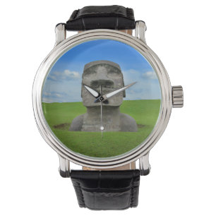 Ön för den Moai statypåsken reser turismmonumen Armbandsur
