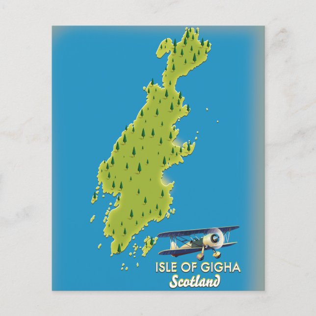 Ön Gigha Skottland karta Flygblad (Framsidan)