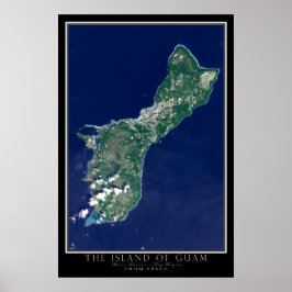 Ön Guam från Space Satellite Karta Poster