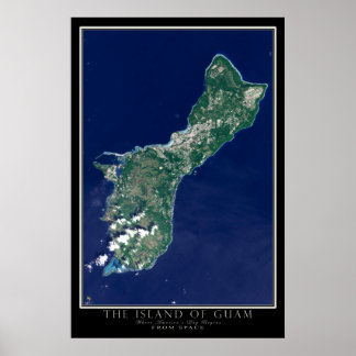 Ön Guam från Space Satellite Karta Poster