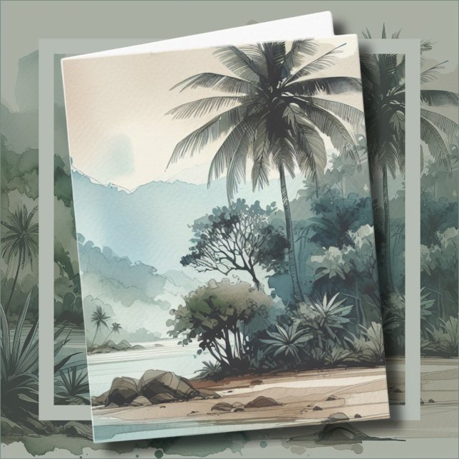 ön Hawaii Tropical Handflatan Träd Anteckningskort (Hawaii Tropical Palm Tree Island Note Card)