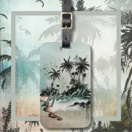 ön Hawaii Tropical Handflatan Träd Bagagebricka
