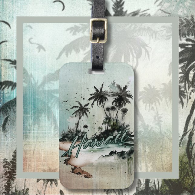 ön Hawaii Tropical Handflatan Träd Bagagebricka (Hawaii Tropical Palm Tree Island)