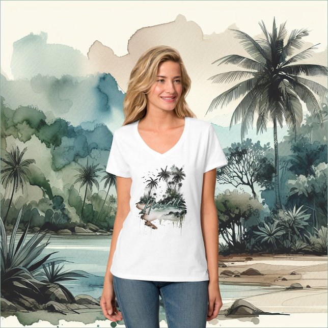 ön Hawaii Tropical Handflatan Träd T Shirt (Skapare uppladdad)
