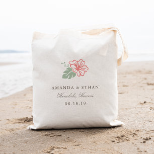 Ön Hibiscus Destination Wedding Favor Tygkasse