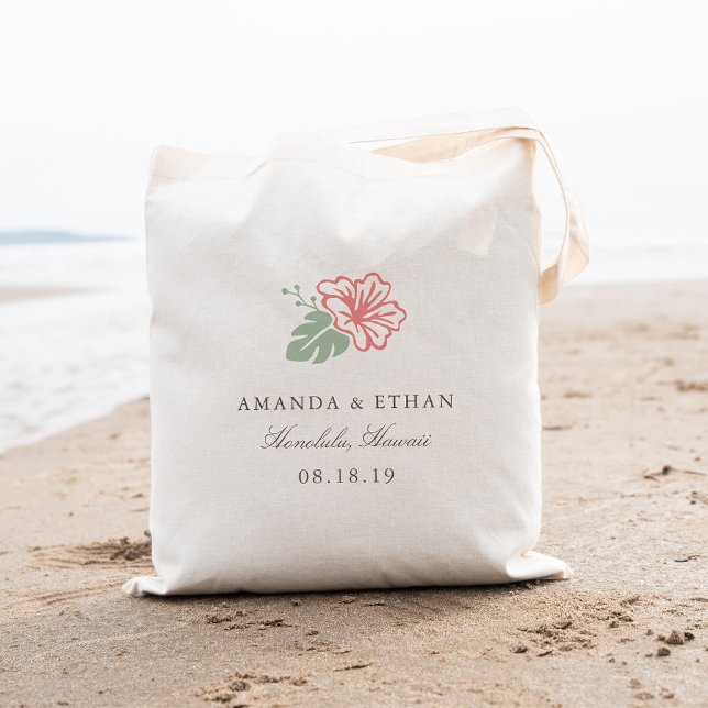 Ön Hibiscus Destination Wedding Favor Tygkasse (Skapare uppladdad)
