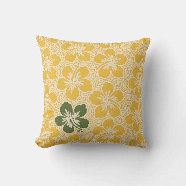 ön Hibiscus Hawaiian Reversible Square Pillow Kudde (Framsida)
