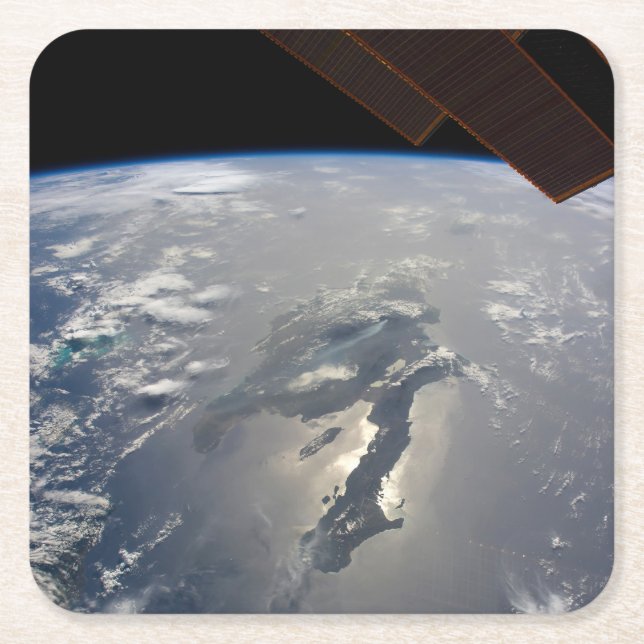 ön Hispaniola med Sunglin Underlägg Papper Kvadrat (Framsidan)