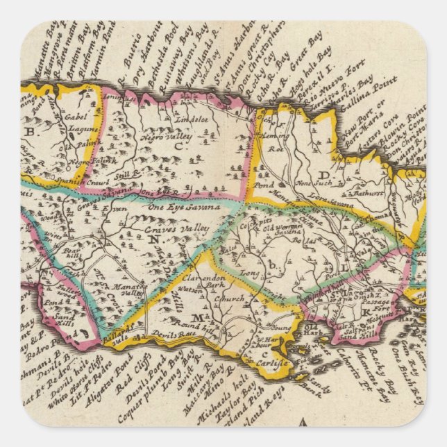 ön Jamaica Fyrkantigt Klistermärke (Framsida)